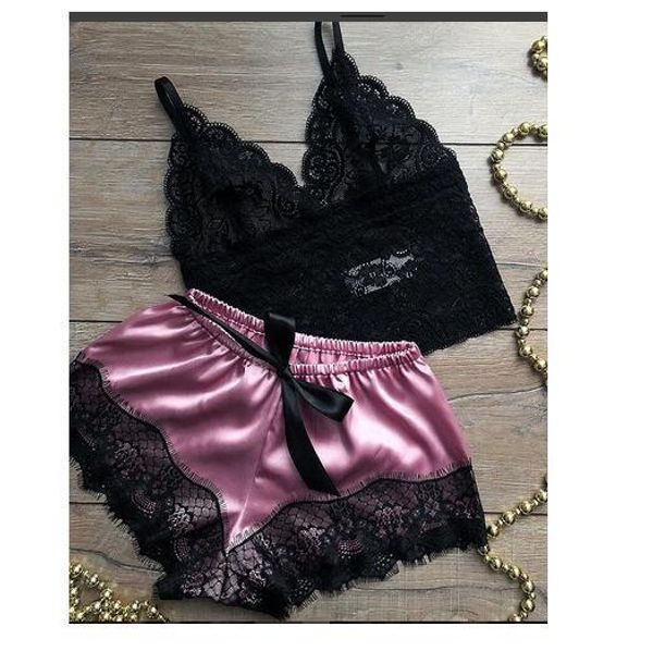 women bow sleepwear sleeveless strap nightwear lace trim satin cami pajama sets femme lingerie pyjamas women, Black;red
women bow sleepwear sleeveless strap nightwear lace trim satin cami pajama sets femme lingerie pyjamas women, Black;red