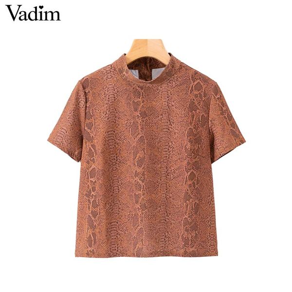 vadim women chic snake print blouse animal pattern short sleeve back buttons shirts vintage female casual blusas da195, White
vadim women chic snake print blouse animal pattern short sleeve back buttons shirts vintage female casual blusas da195, White