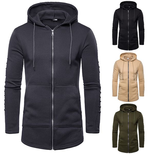 mens zipper long hoodies solid color hooded long sleeve sweatshirt homme street wear, Black
mens zipper long hoodies solid color hooded long sleeve sweatshirt homme street wear, Black
