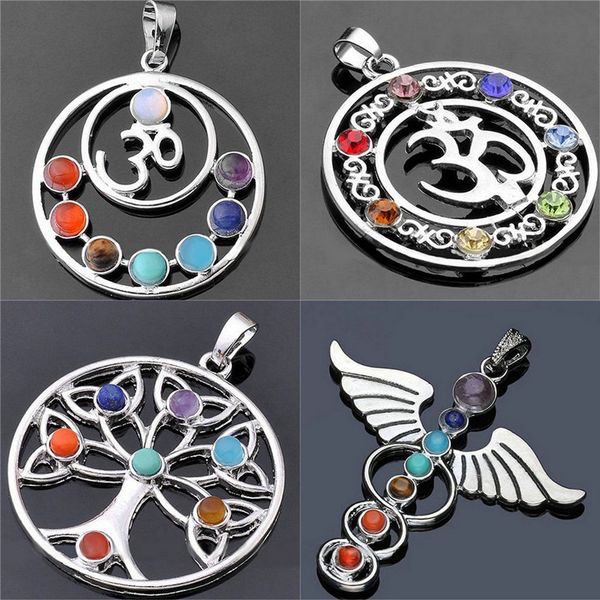 6 style natural crystal gemstone religious necklace amulet 7 chakra stones yoga symbols seven stone pendant necklace for women men jewelry, Silver
6 style natural crystal gemstone religious necklace amulet 7 chakra stones yoga symbols seven stone pendant necklace for women men jewelry, Silver