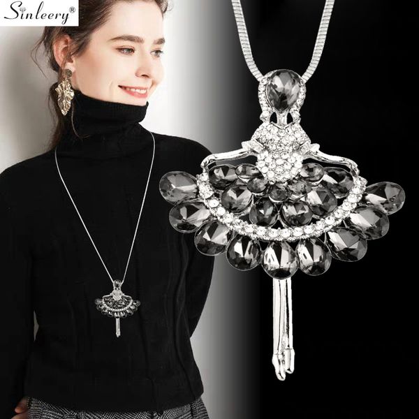 sinleery chic ballet girl pendant necklace silver color chain white gray blue zircon long necklace for women jewelry my043 ssd
sinleery chic ballet girl pendant necklace silver color chain white gray blue zircon long necklace for women jewelry my043 ssd