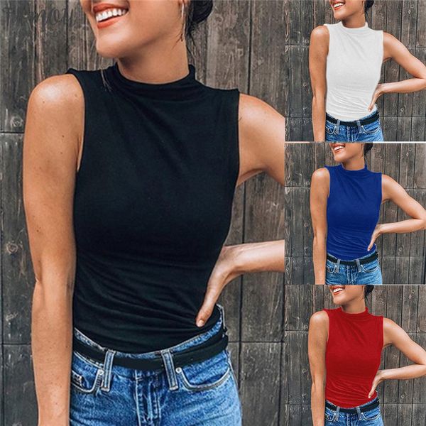 2020 women sleeveless turtleneck solid casual t shirt plus size lady simple style pure solid color shirt underwear 4 colors, White
2020 women sleeveless turtleneck solid casual t shirt plus size lady simple style pure solid color shirt underwear 4 colors, White