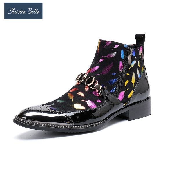 christia bella patchwork leather men office shoes fashion printing large size metal pointed toe zipper formal party dress shoes, Black
christia bella patchwork leather men office shoes fashion printing large size metal pointed toe zipper formal party dress shoes, Black