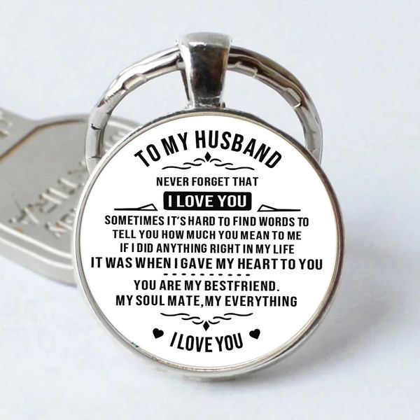 to my husband keychain fashion handmade glass jewelry boyfriend gift couple keyring, Silver
to my husband keychain fashion handmade glass jewelry boyfriend gift couple keyring, Silver