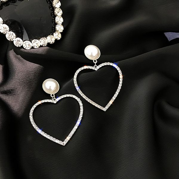 ustar new full rhinestone heart drop earrings for women big pearl dangle earrings wedding party jewelry gifts accessories, Silver
ustar new full rhinestone heart drop earrings for women big pearl dangle earrings wedding party jewelry gifts accessories, Silver