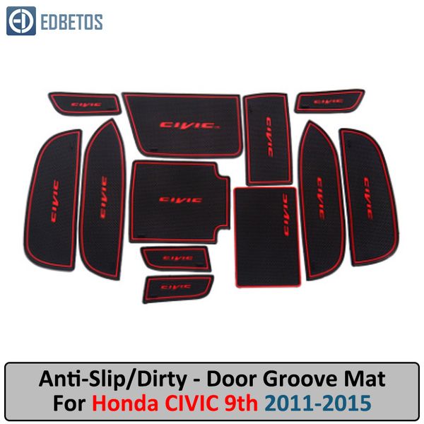 

for civic 9 2011-2015 anti-slip mat civic 9th gen gate slot coaster anti-dirty door groove mat car interiors gel