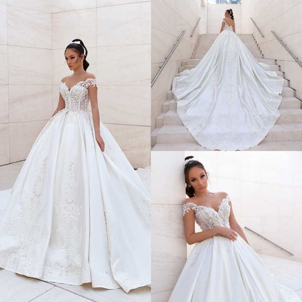2020 bohemian crystal design wedding dresses off shoulder satin appliques vintage bridal gowns sweep train a-line beach wedding dress, White
2020 bohemian crystal design wedding dresses off shoulder satin appliques vintage bridal gowns sweep train a-line beach wedding dress, White