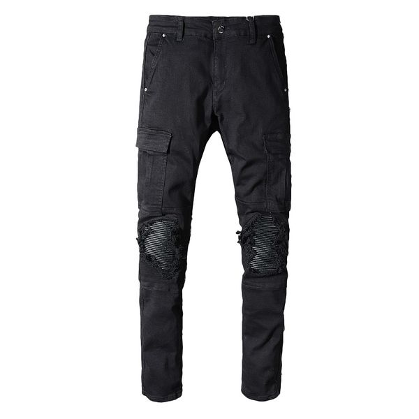 mens jeans designer ripped man hip hop jeans pocket denim straight biker trousers brand motorcycle jeans, Blue
mens jeans designer ripped man hip hop jeans pocket denim straight biker trousers brand motorcycle jeans, Blue