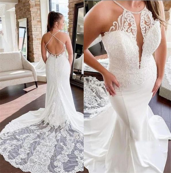 vintage ivory lace wedding dresses mermaid bodice halter neck criss cross straps back bridal gowns long court train 2020 robes de mariée, White
vintage ivory lace wedding dresses mermaid bodice halter neck criss cross straps back bridal gowns long court train 2020 robes de mariée, White