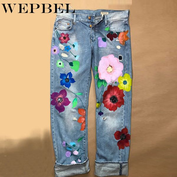 wepbel women's jeans trousers high waist new fashion casual summer button zipper flower printed slim denim pants, Blue
wepbel women's jeans trousers high waist new fashion casual summer button zipper flower printed slim denim pants, Blue