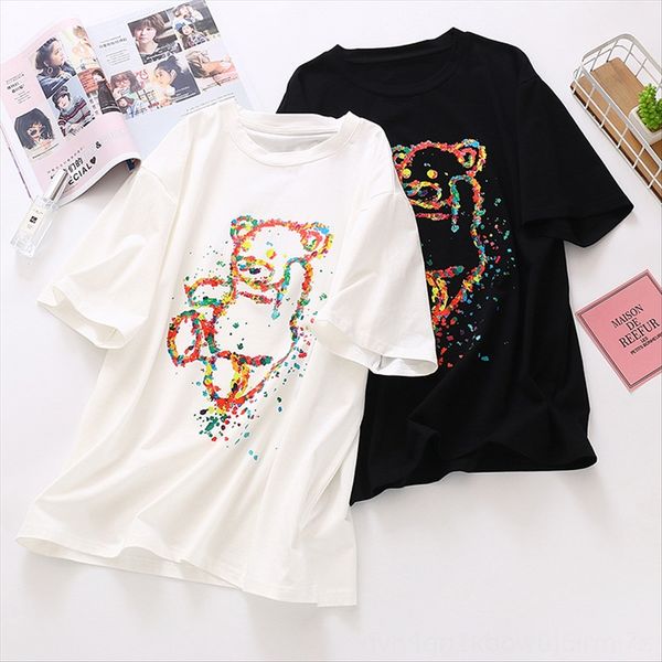 japanese and korean women's 2020 round collar ink-jet bear loose short sleeve all-match t-shirt female f4079, White
japanese and korean women's 2020 round collar ink-jet bear loose short sleeve all-match t-shirt female f4079, White
