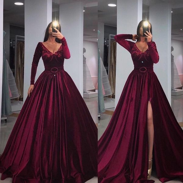 long sleeves burgundy prom dresses 2020 plus size vestidos de fiesta de noche robe de soiree muslim formal arabic evening dresses gowns, Black
long sleeves burgundy prom dresses 2020 plus size vestidos de fiesta de noche robe de soiree muslim formal arabic evening dresses gowns, Black