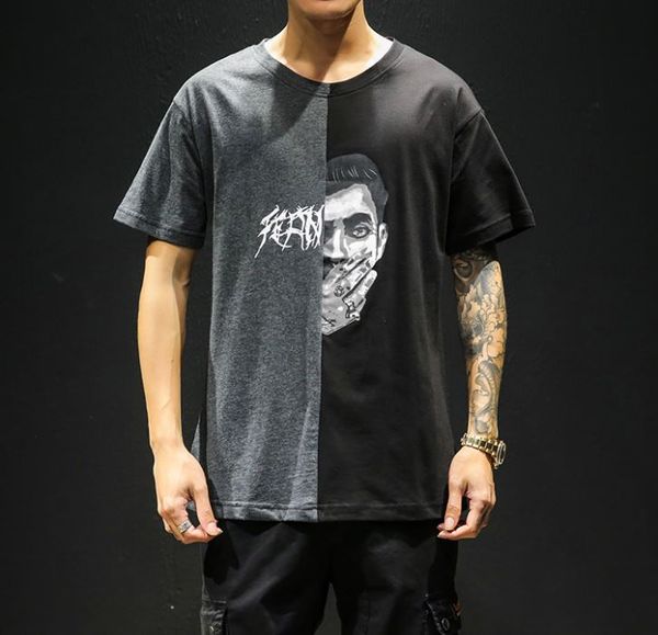 mens designer shirts color matching large size o-neck personality breathable short sleeve european and american wind t shirts, White;black
mens designer shirts color matching large size o-neck personality breathable short sleeve european and american wind t shirts, White;black