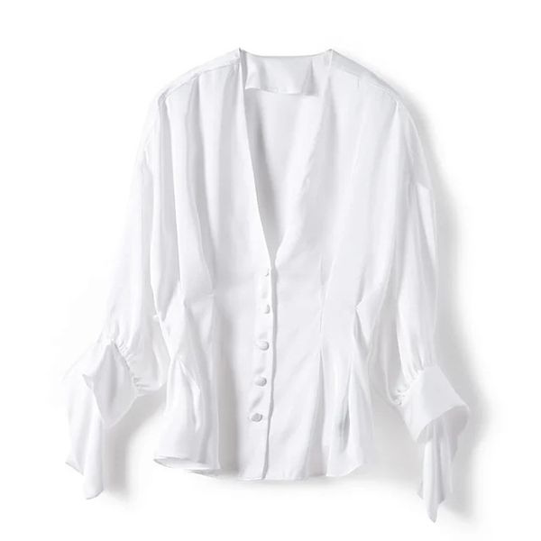 women's blouses & shirts women shirt v-neck two-color bubble sleeve ruffled top, White
women's blouses & shirts women shirt v-neck two-color bubble sleeve ruffled top, White