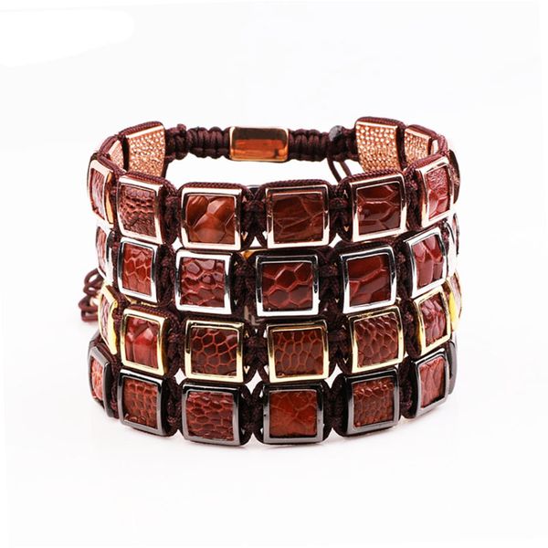 new classic brown leather brass square handcraft braided beaded macrame bracelet men jewelry, Black
new classic brown leather brass square handcraft braided beaded macrame bracelet men jewelry, Black