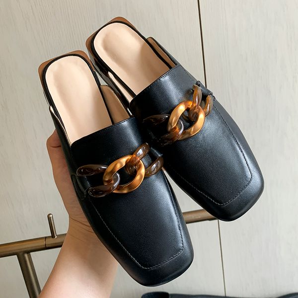 mules shoes women slippers chain decoration sqaure toe low heels spring summer pumps nigh club shoes woman size 41 42 43, Black
mules shoes women slippers chain decoration sqaure toe low heels spring summer pumps nigh club shoes woman size 41 42 43, Black