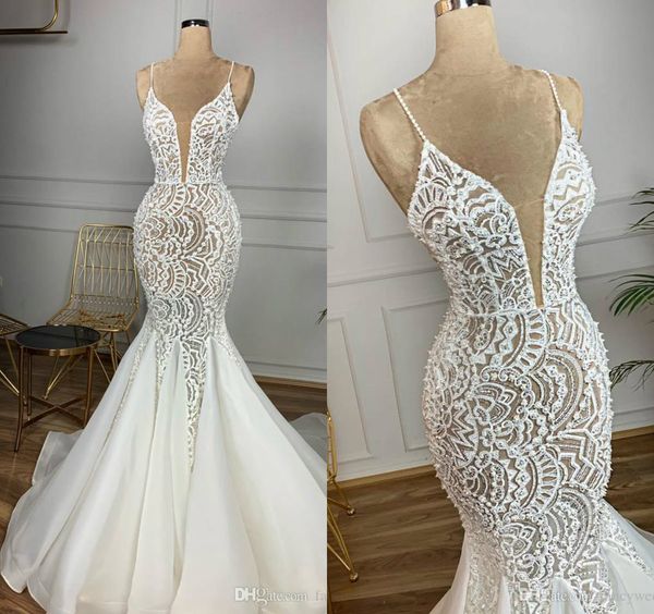 2019 Lace Wedding Dresses Beaded Arabic Spaghetti Sexy Vintage Bridal Dresses Charming Elegant Sweep Train Mermaid Wedding Gowns
2019 Lace Wedding Dresses Beaded Arabic Spaghetti Sexy Vintage Bridal Dresses Charming Elegant Sweep Train Mermaid Wedding Gowns