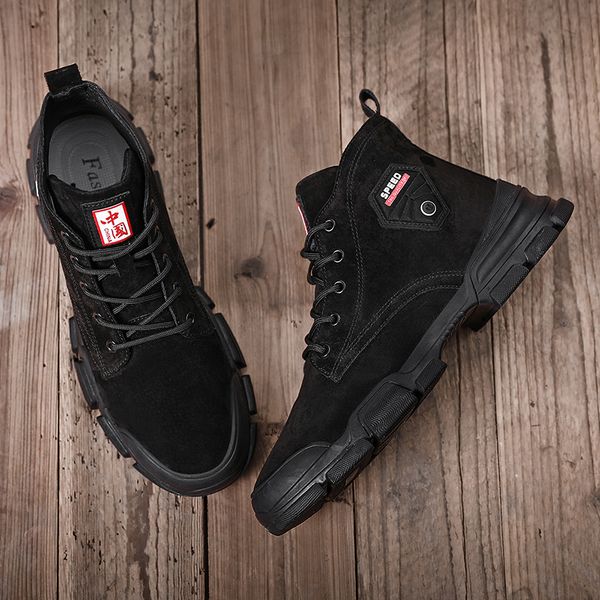 2019 new men's leather boots autumn and winter plush boots warm shoes high-snow ankle comfortable safety work, Black 
2019 new men's leather boots autumn and winter plush boots warm shoes high-snow ankle comfortable safety work, Black