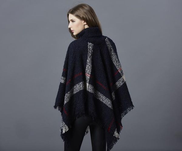 2019 autumn winter woman big girls classic plaid cloak high collar pashmina shawl poncho fashion loose plaid bat shawl wraps, Black
2019 autumn winter woman big girls classic plaid cloak high collar pashmina shawl poncho fashion loose plaid bat shawl wraps, Black