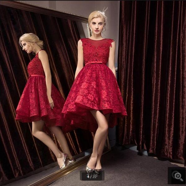 robe de soiree short hi-lo wine lace a line prom dress hollow back with sashes cap sleeve beading prom gowns corset prom dresses, Black
robe de soiree short hi-lo wine lace a line prom dress hollow back with sashes cap sleeve beading prom gowns corset prom dresses, Black