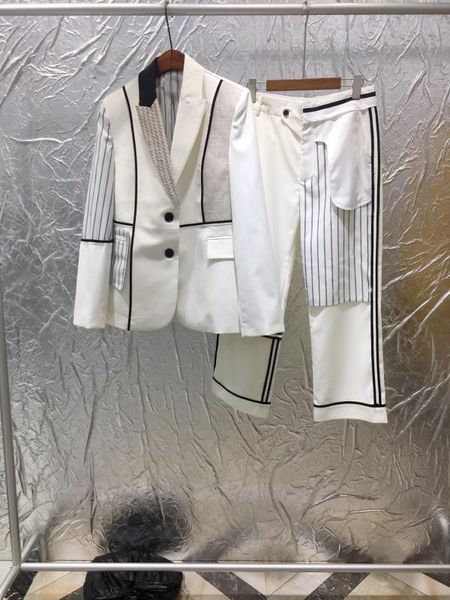 luxury women striped patchwork blazer jacket + pants female pants sets 2 piece suits rmsx 4.21, White;black
luxury women striped patchwork blazer jacket + pants female pants sets 2 piece suits rmsx 4.21, White;black