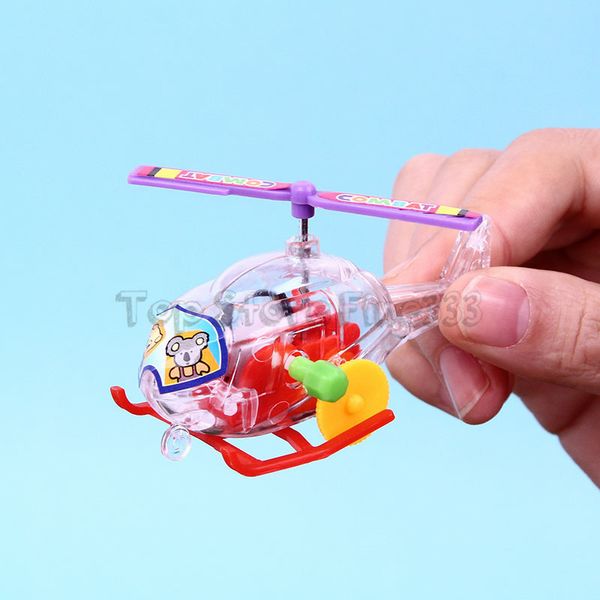 Running Helicopter Toy Wind-up Toys Random Color Transparent Plastic Airplane Toy For Baby And Kids Wind-up Helicopter Wholesale