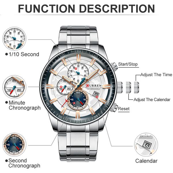 curren brand mens watches luxury stainless steel quartz men watch sports chronograph wristwatch big dial clock relogio masculino, Slivery;brown
curren brand mens watches luxury stainless steel quartz men watch sports chronograph wristwatch big dial clock relogio masculino, Slivery;brown