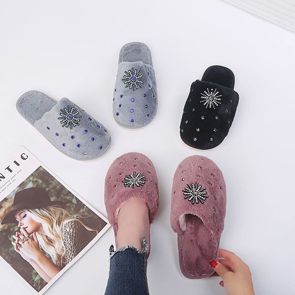fashion women round toe winter lady crystal mixed color comfortable indoor shoes, Black
fashion women round toe winter lady crystal mixed color comfortable indoor shoes, Black