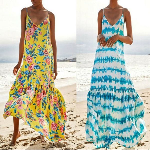 fashion women summer sleeveless sling dress beach print boho long dress v-neck, Blue;gray
fashion women summer sleeveless sling dress beach print boho long dress v-neck, Blue;gray