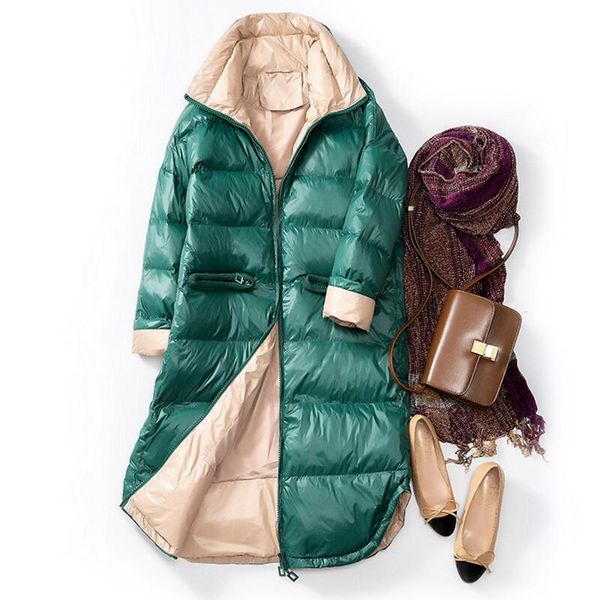 2019 women double sided down long jacket winter turtleneck white duck down coat plus size warm parkas snow outwear, Black
2019 women double sided down long jacket winter turtleneck white duck down coat plus size warm parkas snow outwear, Black