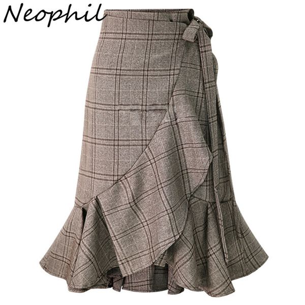 neophil england style plaid lace up mermaid midi pencil skirts ruffles tartan women high waist vintage gray bodycon skirt s1737, Black
neophil england style plaid lace up mermaid midi pencil skirts ruffles tartan women high waist vintage gray bodycon skirt s1737, Black