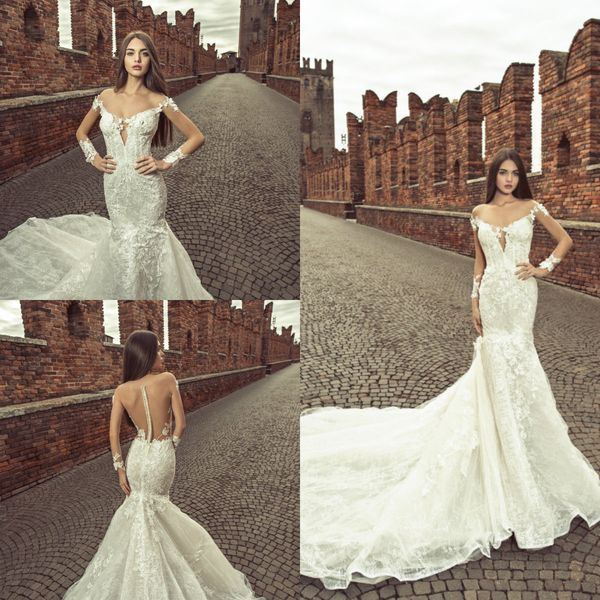 julia kontogruni 2019 mermaid wedding dresses off shoulder illusion long sleeve lace applique beaded beach wedding dress bridal gowns cheap, White
julia kontogruni 2019 mermaid wedding dresses off shoulder illusion long sleeve lace applique beaded beach wedding dress bridal gowns cheap, White