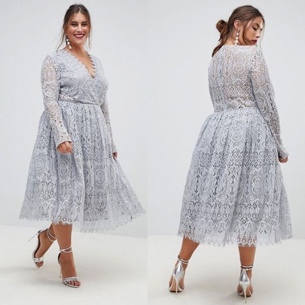 silver plus size lace bridesmaid dresses with long sleeves v neck country maid of honor gowns tea length wedding guest dress, White;pink
silver plus size lace bridesmaid dresses with long sleeves v neck country maid of honor gowns tea length wedding guest dress, White;pink