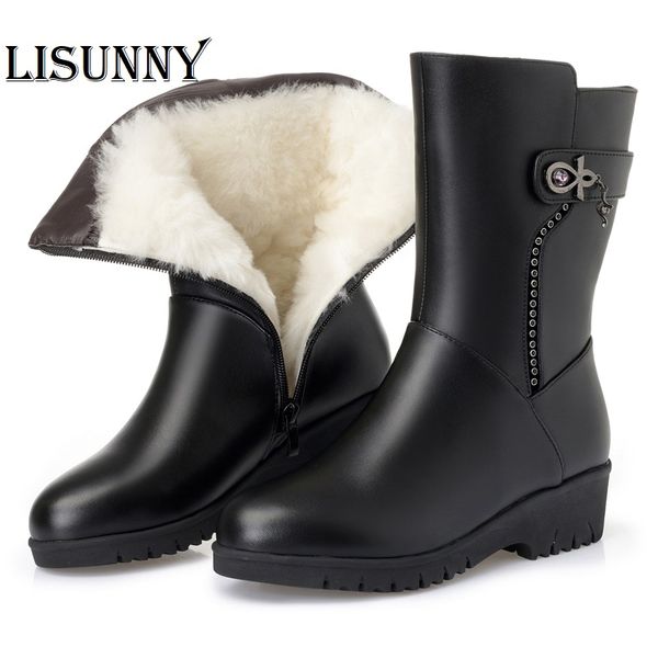 women winter snow long boots 2020 genuine leather women flat boots big size australia thick wool lady shoes, Black
women winter snow long boots 2020 genuine leather women flat boots big size australia thick wool lady shoes, Black