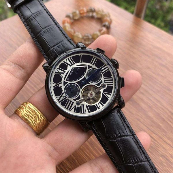 luxury watch mens all black dual calendar display tourbillon mechanical clock brand leather automatic watch roman numerals reloj hombre, Slivery;brown
luxury watch mens all black dual calendar display tourbillon mechanical clock brand leather automatic watch roman numerals reloj hombre, Slivery;brown