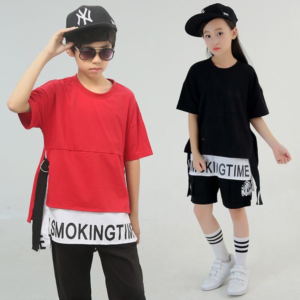 children dance costumes for boys girls black oversize short sleeve hip hop t shirt pant/shorts 2pcs kids stage, White
children dance costumes for boys girls black oversize short sleeve hip hop t shirt pant/shorts 2pcs kids stage, White