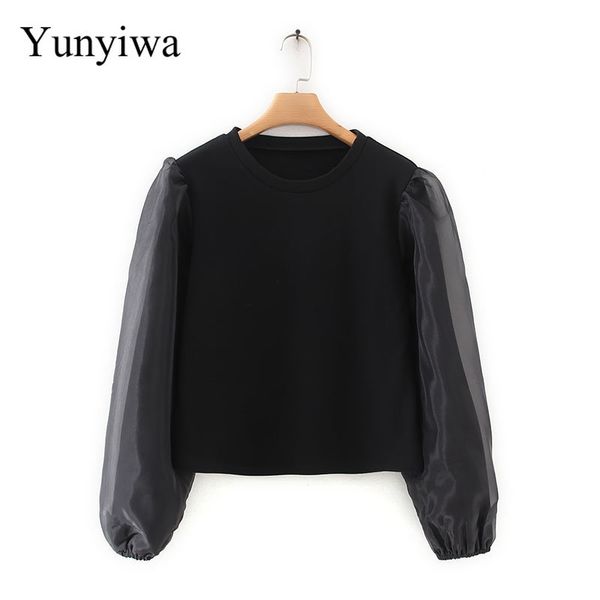new women fashion transparent organza patchwork casual black sweatershirts female autumn long sleeve basic hoodies
new women fashion transparent organza patchwork casual black sweatershirts female autumn long sleeve basic hoodies