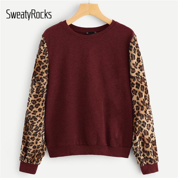 sweatyrocks burgundy leopard sleeve sweatshirt long sleeve o-neck casual pullovers spring autumn streetwear women sweatshirts, Black
sweatyrocks burgundy leopard sleeve sweatshirt long sleeve o-neck casual pullovers spring autumn streetwear women sweatshirts, Black