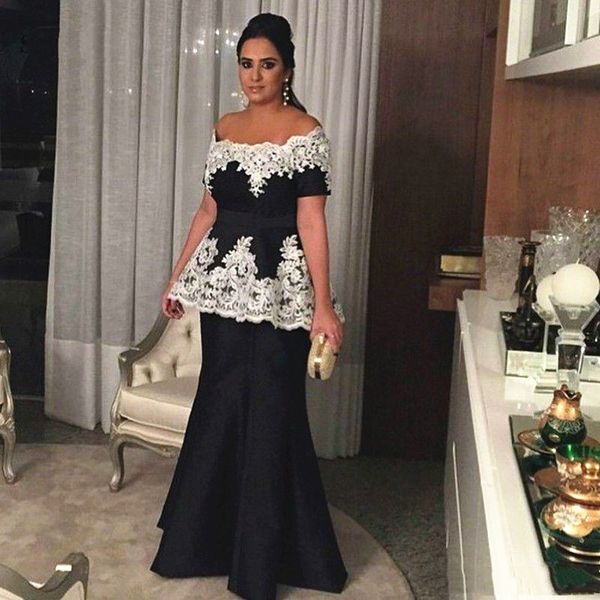black and white lace mother of the bride dress off shoulder short sleeve mermaid long wedding party guest dress special occasion, Black;red
black and white lace mother of the bride dress off shoulder short sleeve mermaid long wedding party guest dress special occasion, Black;red