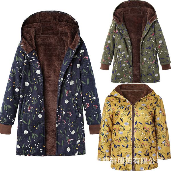 fashion women coat thicken winter warm plush overcoat female outwear floral printed hooded vintage oversize cardigan coats femme, Black
fashion women coat thicken winter warm plush overcoat female outwear floral printed hooded vintage oversize cardigan coats femme, Black