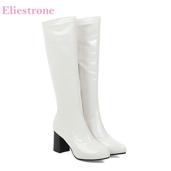 2019 winter brand new glossy white red women knee high riding boots high heels lady nude shoes la255 plus big size 10 43 46 48, Black
2019 winter brand new glossy white red women knee high riding boots high heels lady nude shoes la255 plus big size 10 43 46 48, Black
