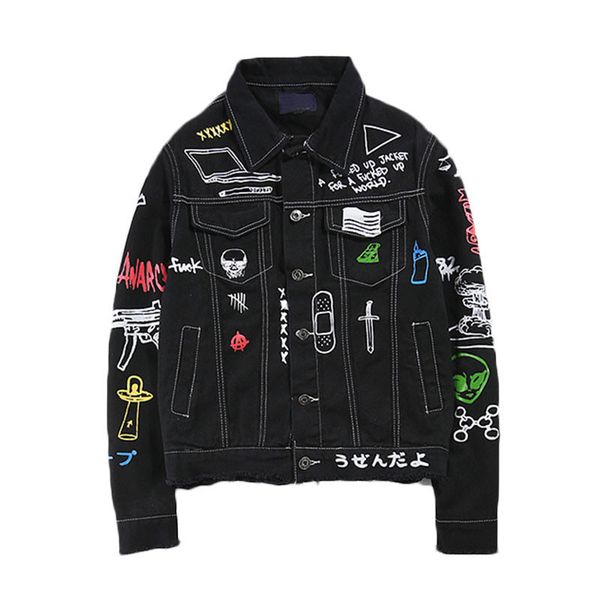 fashion men graffiti denim jacket spring autumn casual cowboy jackets mens cotton hip hop denim jacket new male ripped outerwear, Black;brown
fashion men graffiti denim jacket spring autumn casual cowboy jackets mens cotton hip hop denim jacket new male ripped outerwear, Black;brown