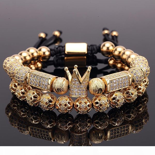 2pcs charm luxury gold bracelet men male stainless steel beads bracelet crown cz zircon braided bracelet dropshipping, Golden;silver
2pcs charm luxury gold bracelet men male stainless steel beads bracelet crown cz zircon braided bracelet dropshipping, Golden;silver