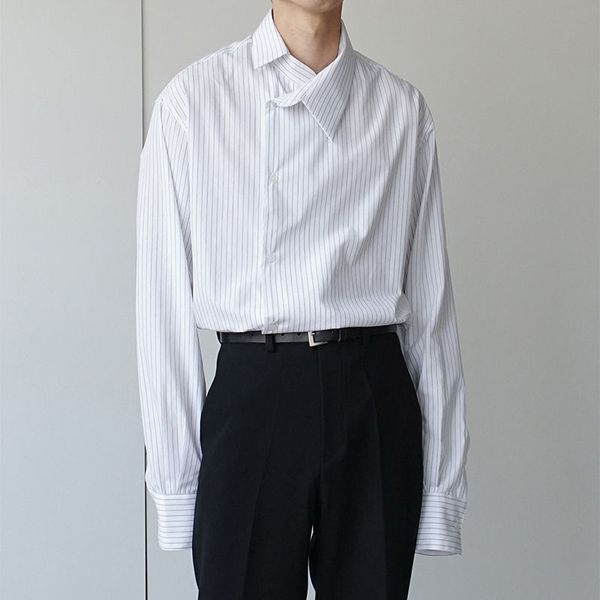 dress shirt men's fashion white striped casual shirts mens streetwear social men shirt wild loose korean long sleeve -xl, White;black
dress shirt men's fashion white striped casual shirts mens streetwear social men shirt wild loose korean long sleeve -xl, White;black