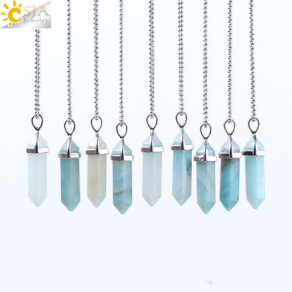 csja горячие продажи шестиугольная колонна ожерелья натуральный камень ite кулон два острых угла кварцевые бусины для женщин мужчины ювелирн, Silver 
csja горячие продажи шестиугольная колонна ожерелья натуральный камень ite кулон два острых угла кварцевые бусины для женщин мужчины ювелирн, Silver