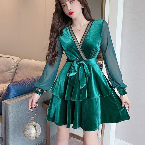 fashion women a-line short velour dresses lady autumn lantern sleeve ruffles velour dress female ruffles velvet cake dress woman, Black;gray
fashion women a-line short velour dresses lady autumn lantern sleeve ruffles velour dress female ruffles velvet cake dress woman, Black;gray