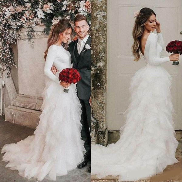 boho a-line ivory sweep train organza long sleeves beach wedding dresses with cascading ruffles country bohemain wedding gowns, White
boho a-line ivory sweep train organza long sleeves beach wedding dresses with cascading ruffles country bohemain wedding gowns, White