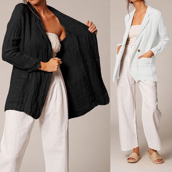women vintage suits blazers celmia 2019 fashion long sleeve button casual solid ladies coat cardigan plus size work jackets, White;black
women vintage suits blazers celmia 2019 fashion long sleeve button casual solid ladies coat cardigan plus size work jackets, White;black