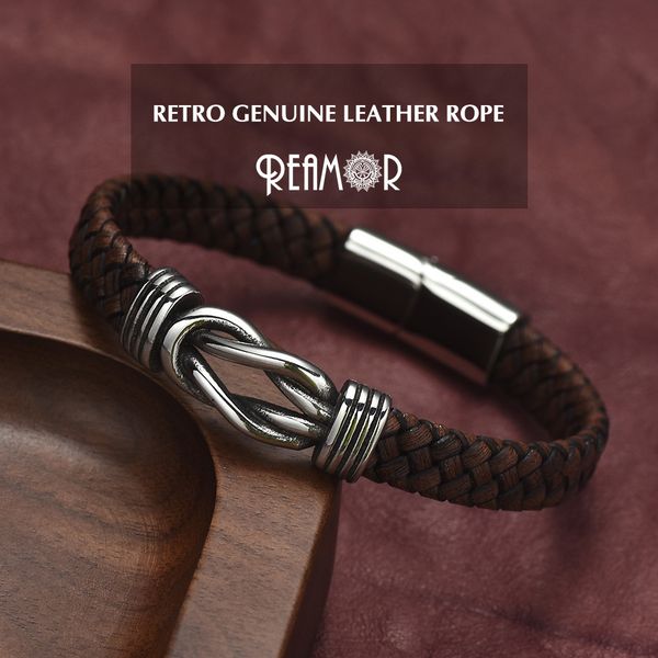 reamor men bracelet jewelry retro brown cowhide braided leather bracelet stainless steel infinite knot magnetic clasp bangles, Golden;silver
reamor men bracelet jewelry retro brown cowhide braided leather bracelet stainless steel infinite knot magnetic clasp bangles, Golden;silver