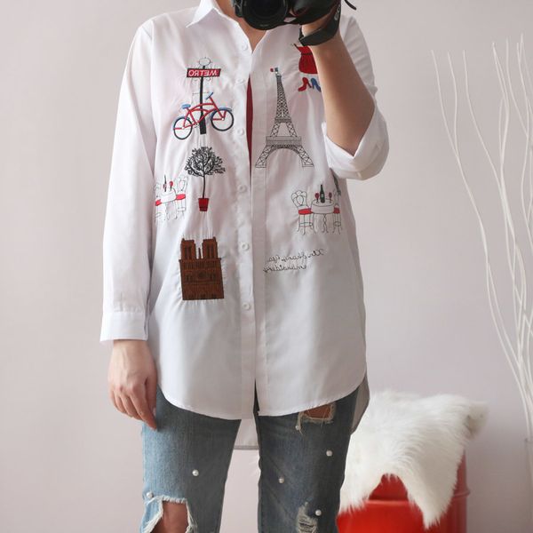 женщины топы женские блузки 2019 новая осень женщины блузка хлопок белый основывая длинные рукава мультфильм дамы повседневный длинным рукав, White 
женщины топы женские блузки 2019 новая осень женщины блузка хлопок белый основывая длинные рукава мультфильм дамы повседневный длинным рукав, White